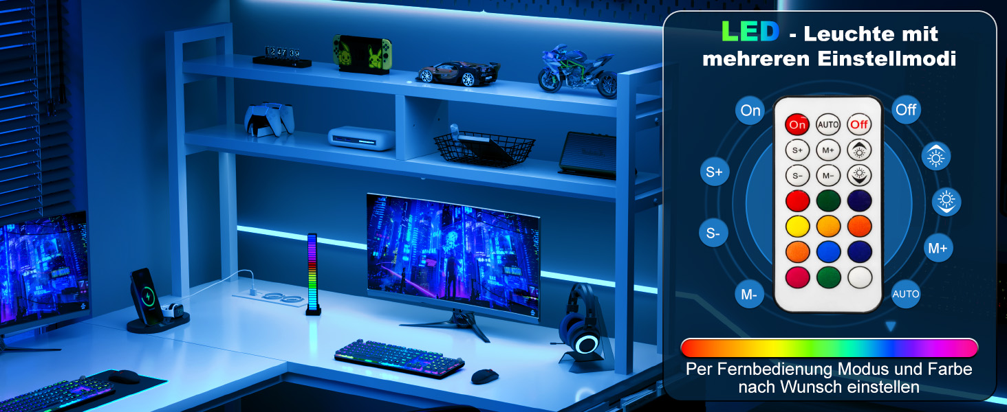 Ігровий стіл Devoko з LED-підсвічуванням 160x120 см, білий - комп'ютерний стіл з USB та розетками для геймерів та офісу
