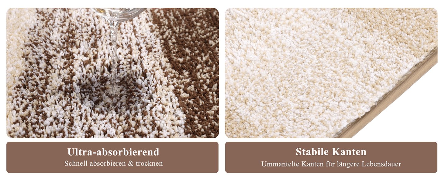 Набір килимків для ванної кімнати Badteppich Set: м'який високий ворс, 3 шт. (45x65 см, 50x80 см, 50x60 см), машинка-мийка, неслизькі, для туалету, під душ, в ванну