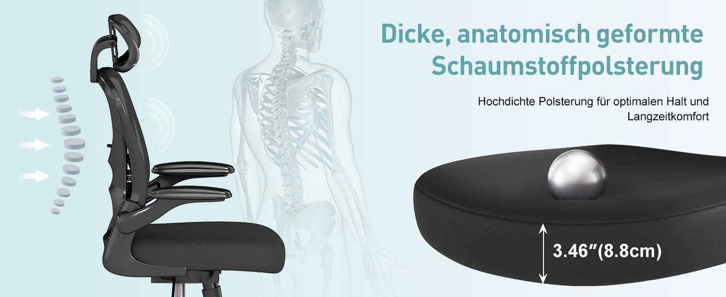 Ергономічне крісло для офісу ZZH, сітчасте крісло з регульованою поперековою підтримкою та підйомними підлокітниками, дихаючий комп'ютерний стілець для дому з обертанням на 360° та регулюванням висоти (Чорний – з підголівником)