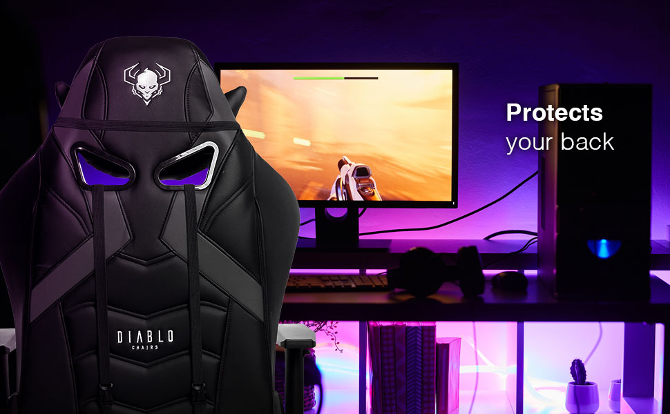 Ігрове крісло Diablo X-Ray King XL, офісне крісло для комп'ютера з 4D підлокітниками, чорно-сіре