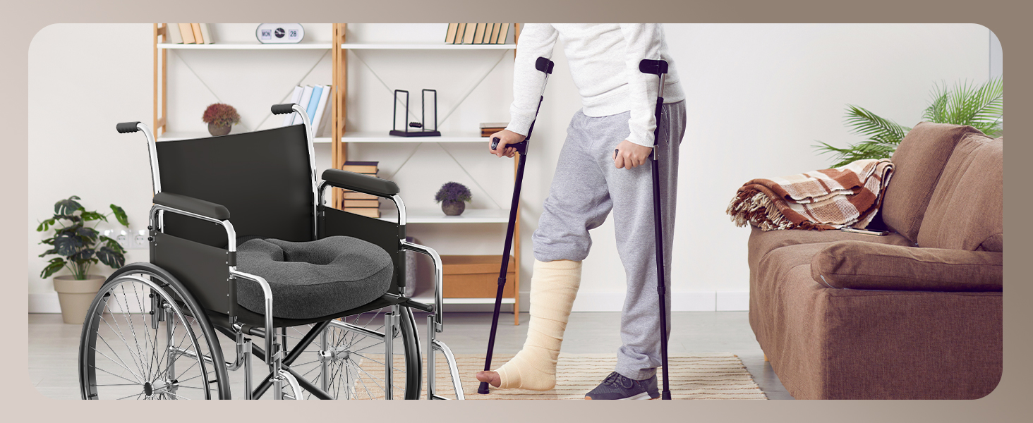 Ортопедична подушка-кільце Feagar: регульований ергономічний сидінець-пончик від геморою та ішіасу, для копчика, післяпологовий (Сірий, стандарт 60-100 кг) для авто, офісного крісла та візків