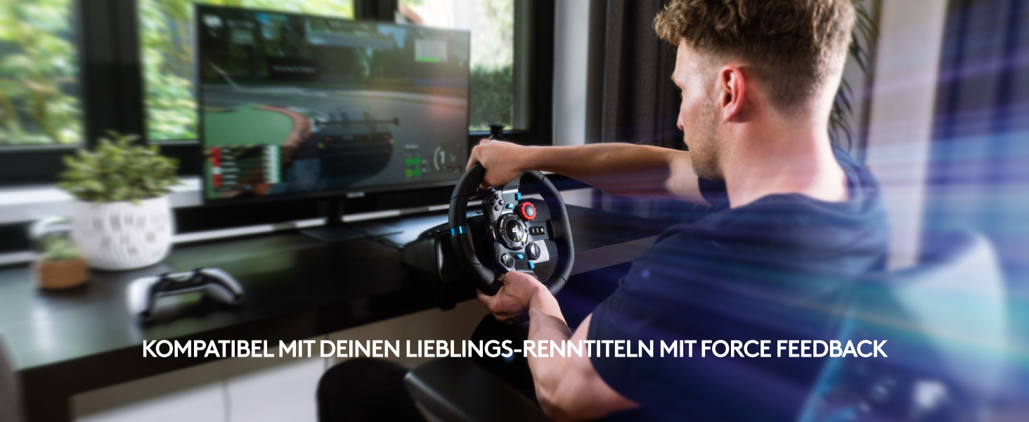 Logitech G29 Driving Force Racing Wheel – Ігровий кермо з Force Feedback для PS5, PS4, PC, Mac. Шкіряне кермо, педалі з нержавіючої сталі.