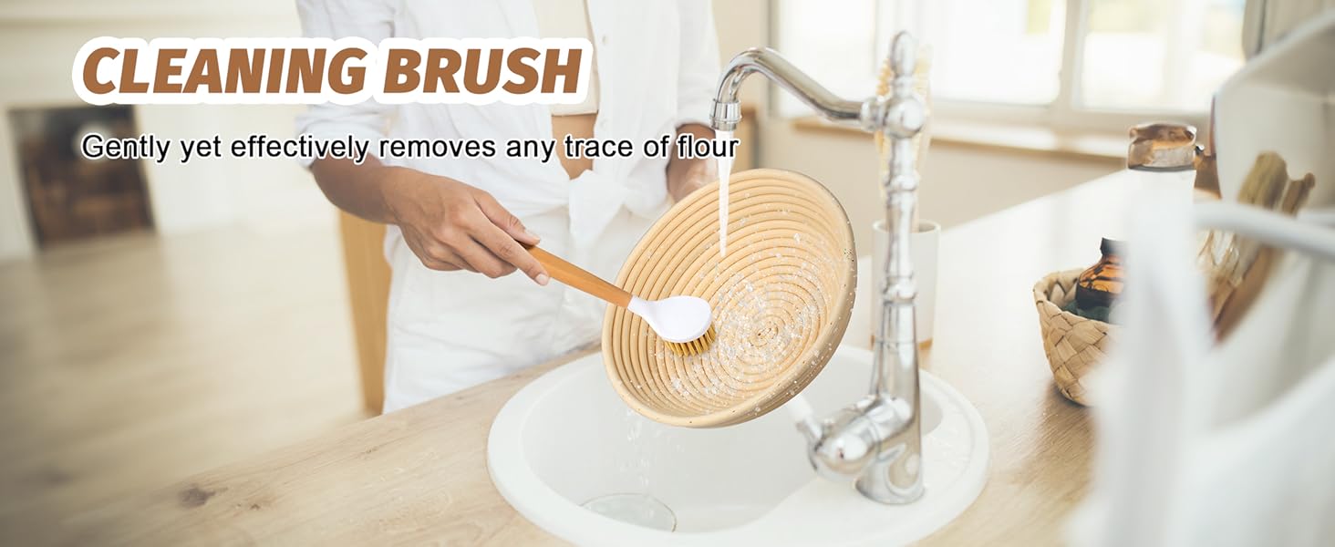 Набір для випічки хліба Brot: 2 корзини (23см круглі, 25см овальні), тейгшкребок, мішалка, тканинний вкладиш & лам, 100% ротанг