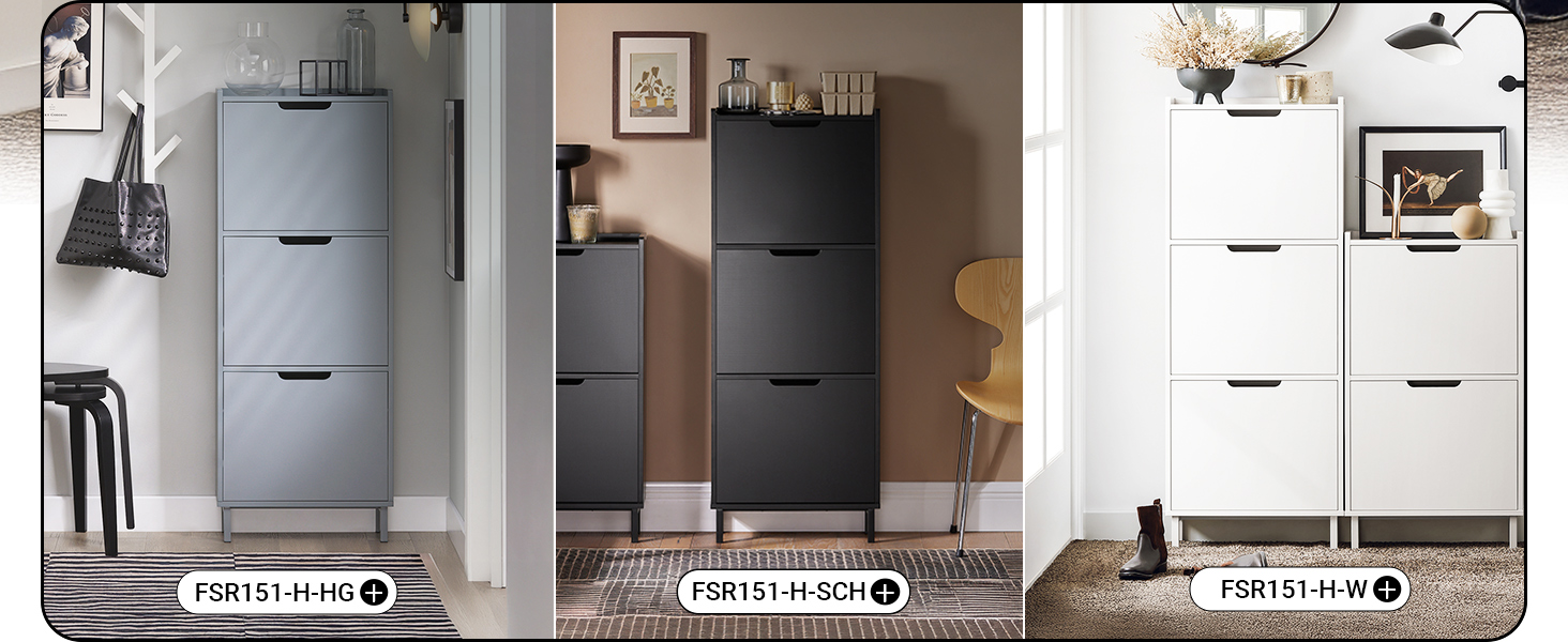 Взуттєва шафа SoBuy вузька з 3 дверцятами, компактна, біла, 50x129x19 см (FSR151-H-W)