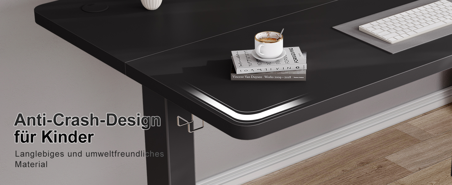 Електричний дитячий стіл Airfish, 80x60 см, регулювання висоти, пам'ять, для дому/офісу, стоячи/сидячи (чорний)