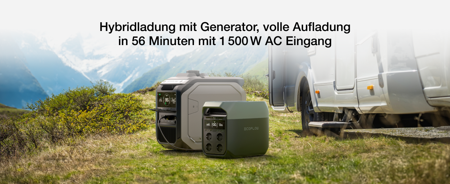 EcoFlow Delta 3: Портативна електростанція 1024Wh, сонячний генератор, розширюється до 5kWh, для дому, кемпінгу та подорожей (Generalüberholt)