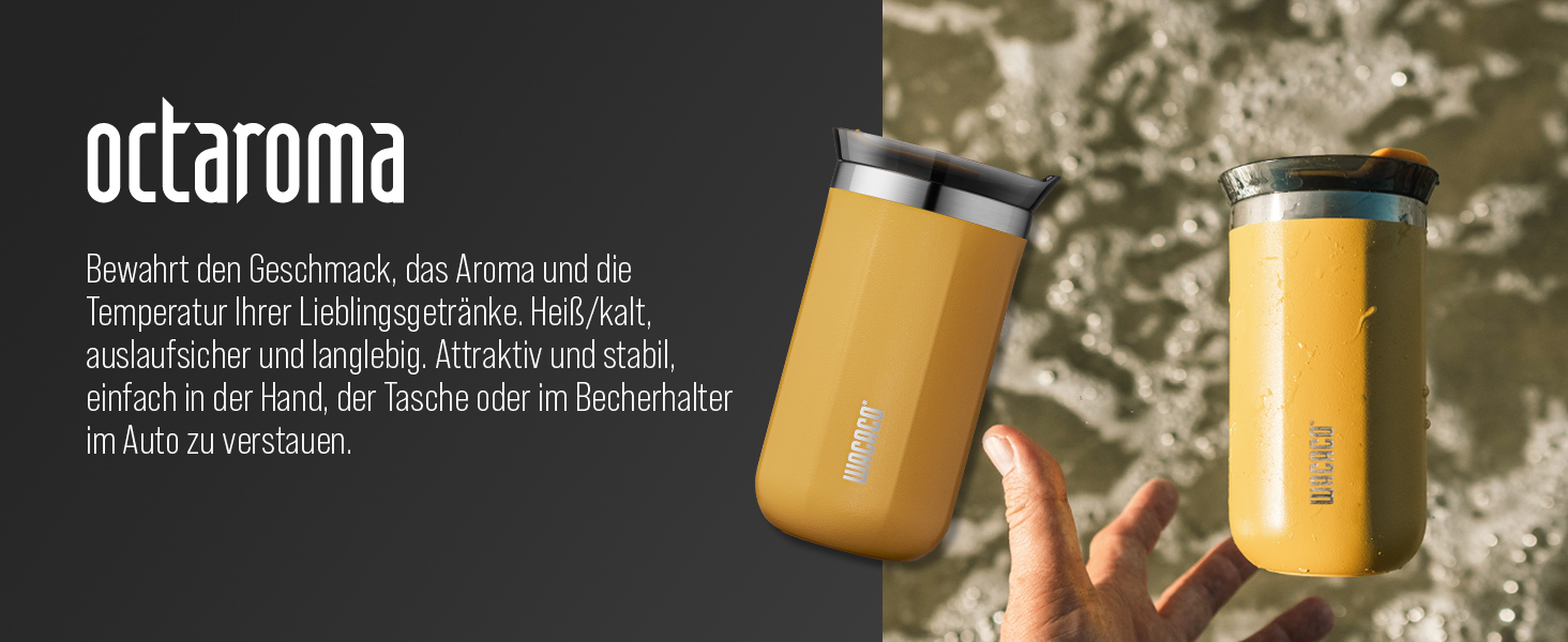 WACACO Octaroma Lungo: вакуумний термос для кави, 300 мл, жовтий