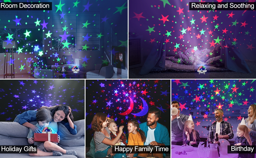 Дитячий нічник-проектор «Зоряне небо» з пультом керування, таймером та 29 мелодіями, білий