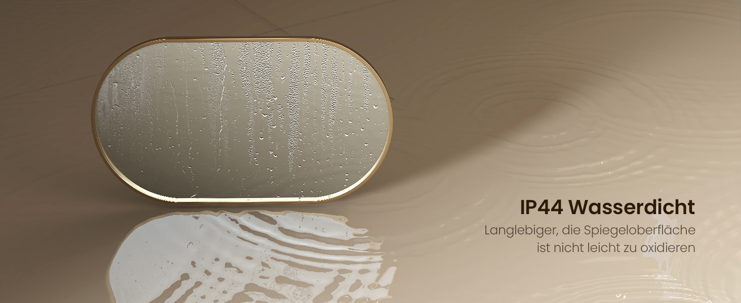 Дзеркало овальне EMKE Badspiegel Oval 45x60 см з золотим обрамленням для ванної кімнати