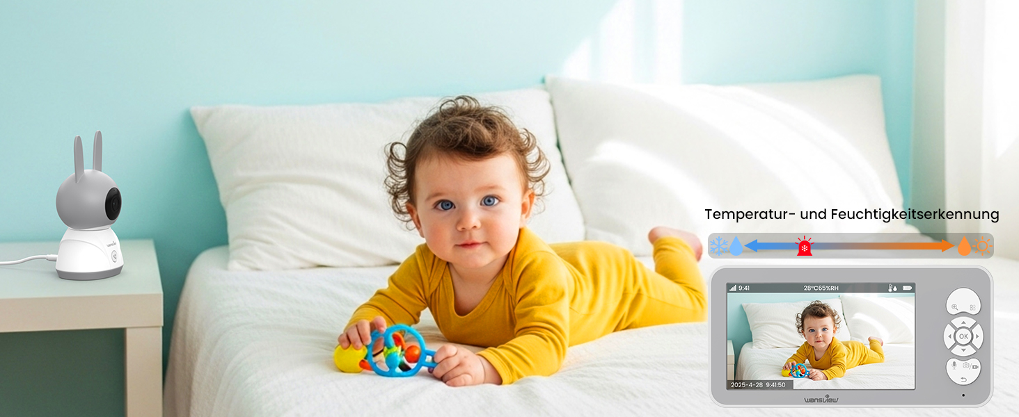 Відеоняня Wansview з камерою 1080P, Wi-Fi 2.4/5 GHz, нічна зйомка, датчик руху/звуку, двосторонній зв'язок, відстеження, контроль температури