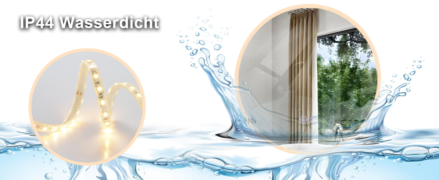 Дзеркало для ванної кімнати кругле LED з підсвічуванням 60 см, IP44. Кругле дзеркало з LED підсвічуванням для ванної кімнати, сенсорне керування, 60x60 см