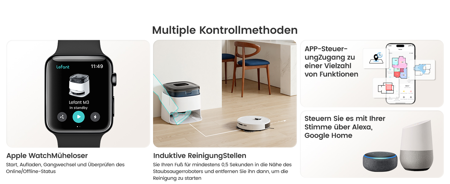 Робот-пилосос LEFANT M3 з функцією миття підлоги, 12000 Па потужність всмоктування, автоматичне док-станція, до 220 хвилин роботи, малювання плану прибирання, заборонені зони, уникнення перешкод, LiDAR навігація, підйом мопа, білий