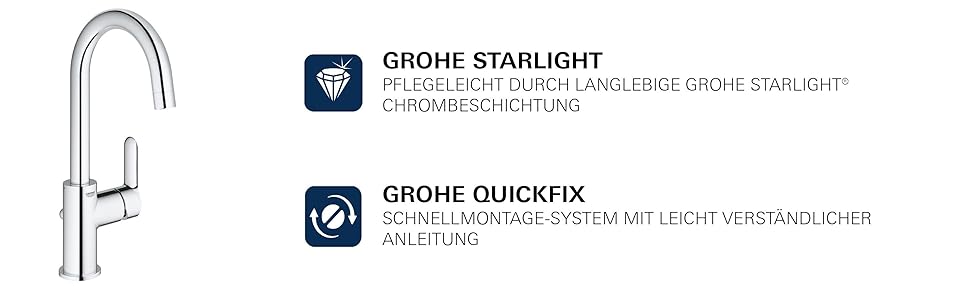 Змішувач для раковини GROHE BauEdge високий, економний, з витяжним механізмом, 31 см, хром (23760000)