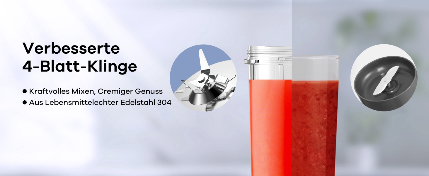 Блендер Ganiza Mini Smoothie Maker 900W з 3 стаканами (500мл x2, 700мл), електричний, сталеві ножі, BPA-free, для смузі та коктейлів