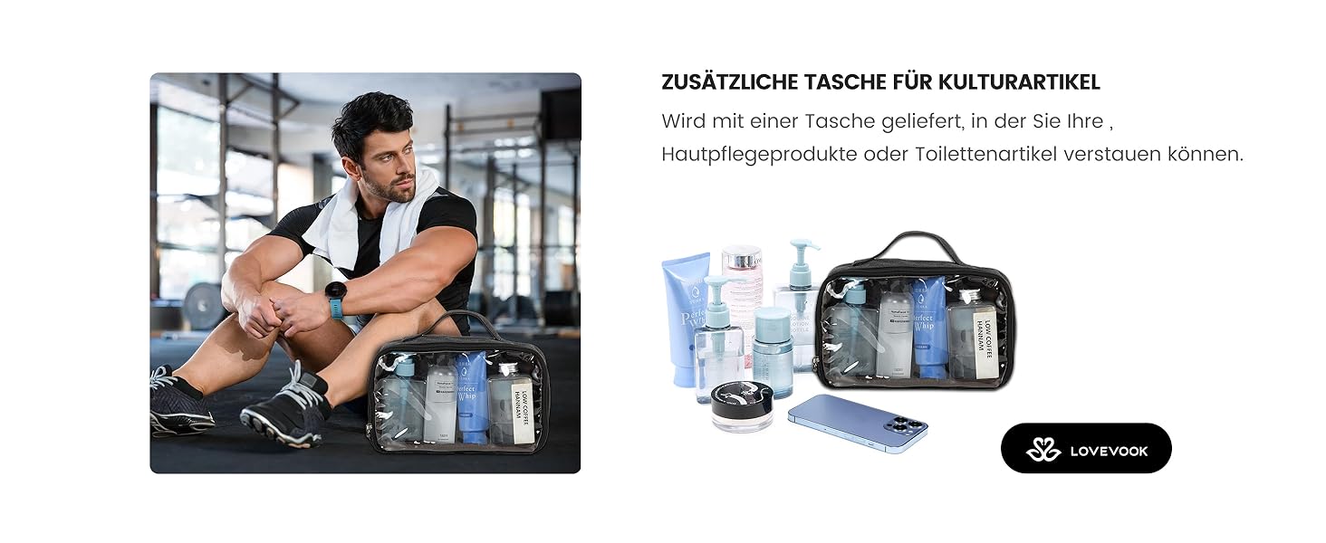 Спортивна сумка LOVEVOOK для жінок, дорожня сумка-валіза, дорожня сумка-мішок, валіза ручної поклажі, сумка для подорожей, сумка для пологів, сумка для одягу, сумка з відділенням для взуття, з косметичкою, бежево-коричнево-чорна (canvas), 50x38x25 см