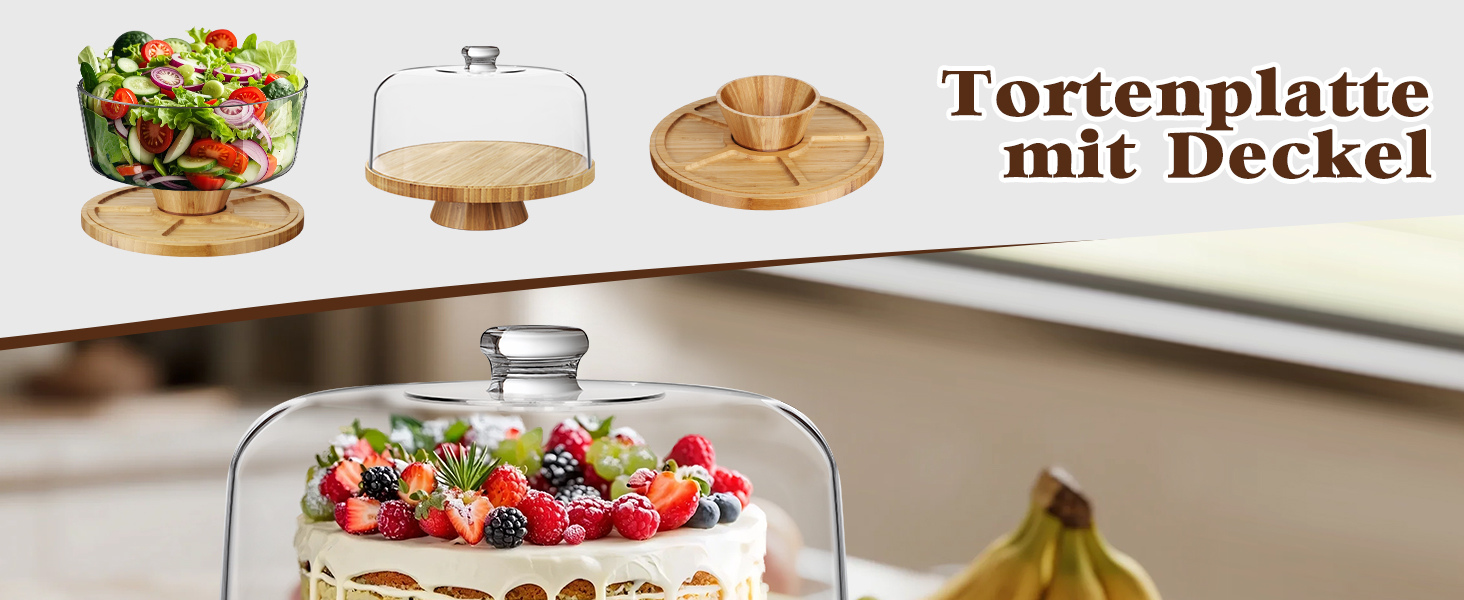 Підставка для тортів Eukue з кришкою, обертова, для декорування тортів (6-в-1, багатофункціональна)