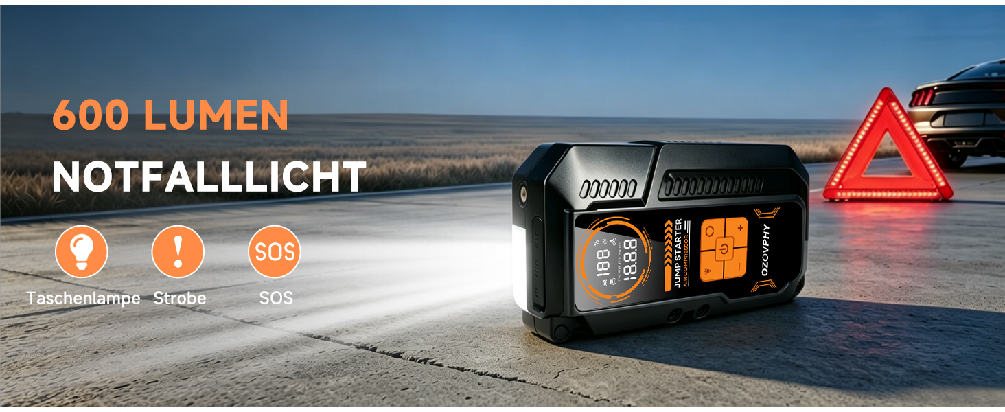 Пусковий пристрій (бустер) для авто 8000A з компресором 150 PSI та функцією Powerbank