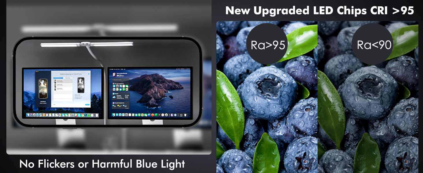 Світлодіодна лампа настільна для дітей з двома головками, захист очей, 16W, 72см, денне світло, з пультом, регулювання яскравості, гнушкий шийний механізм, матовий білий колір