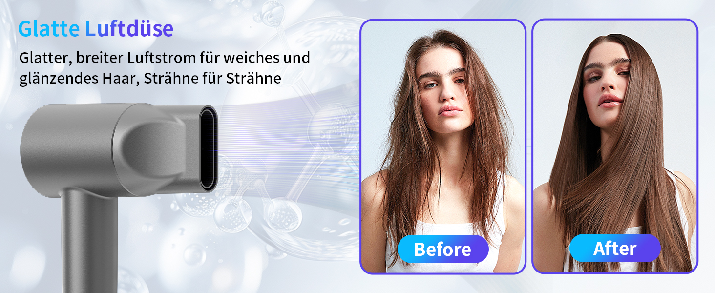 Фен для волосся Healthkeep з негативними іонами, 1600 Вт, високошвидкісний мотор 10 000 об/хв, 2 дифузори, низький рівень шуму (<78 дБ), швидке сушіння