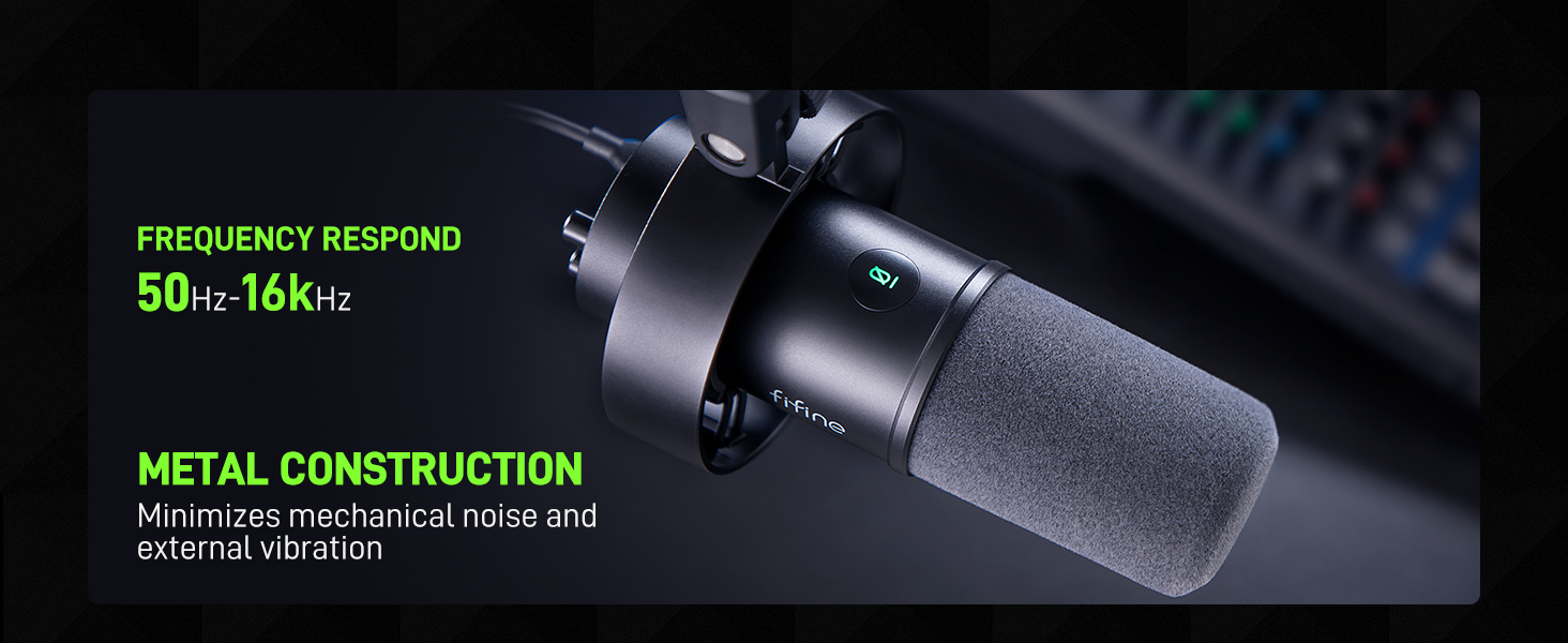 FIFINE K688: Студійний мікрофон XLR/USB для запису вокалу, подкастів, стрімінгу та геймінгу. Динамічний, з кардіоїдною характеристикою, навушником 3.5 мм та кнопкою мовлення.