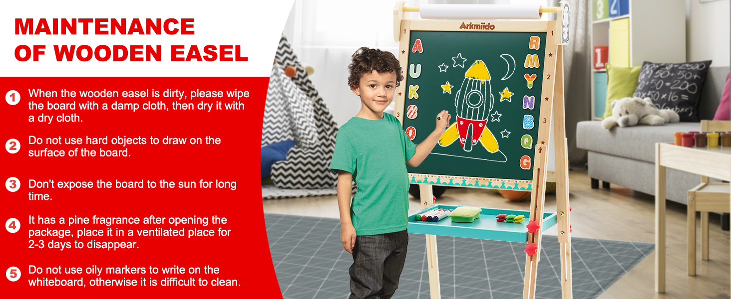 Дерев'яна іграшко-дошка Kinder Pinguin з рулоном паперу, двостороннє Whiteboard та дошка, стійка з аксесуарами для дітей та малюків