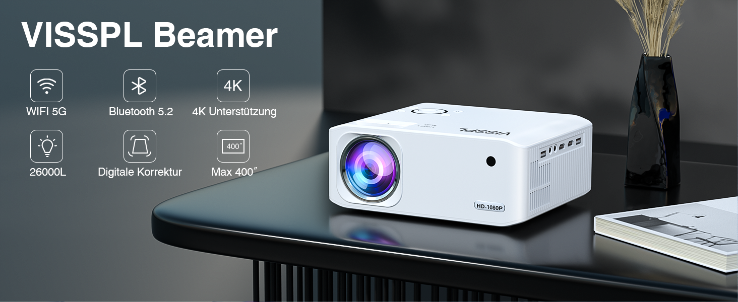 Smart Beamer 4K VISSPL: Проектор для дому та вулиці з Dolby Audio, автофокусом та WiFi 6