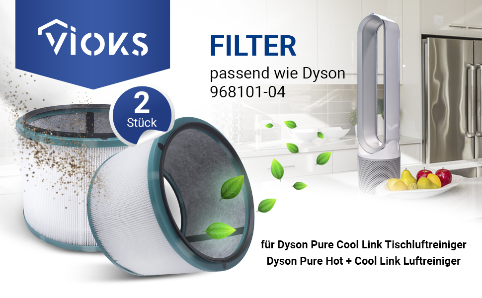 Змінний фільтр VIOKS 2 шт. HEPA для Dyson Pure Cool Link TP02/03/00 AM11 BP01 (2 шт. и)