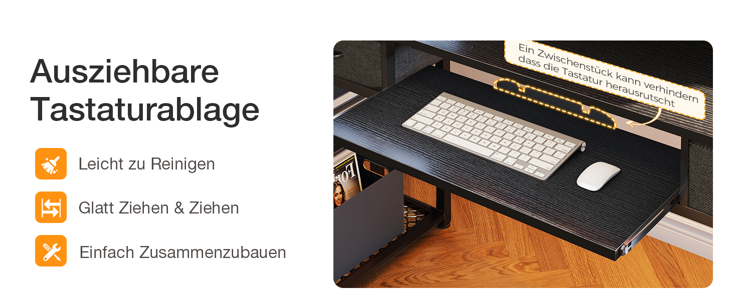 Комп'ютерний стіл ODK з ящиками 120x48 см, з полицею, для дому та офісу, чорний