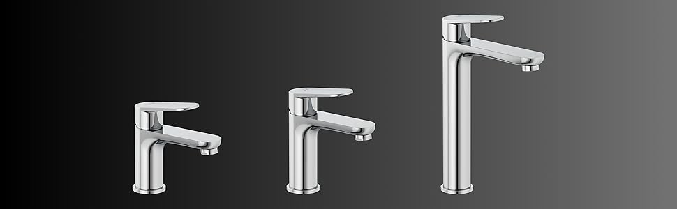 Змішувач для ванної кімнати KLUDI-X1 з витяжним зливом, висота виливу 75 мм, водозберігаючий кран, розмір S, керамічний картридж, для раковини, з підвідними шлангами, хром S