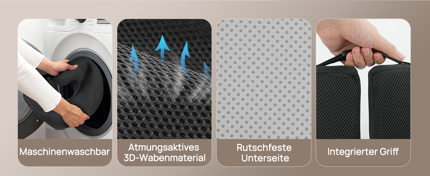 Ортопедична подушка-кільце Feagar: регульований ергономічний подушка-пончик для копчика, геморою та післяпологового відновлення, підходить для авто, офісного крісла та візка, чорна, великий розмір (90-140 кг)