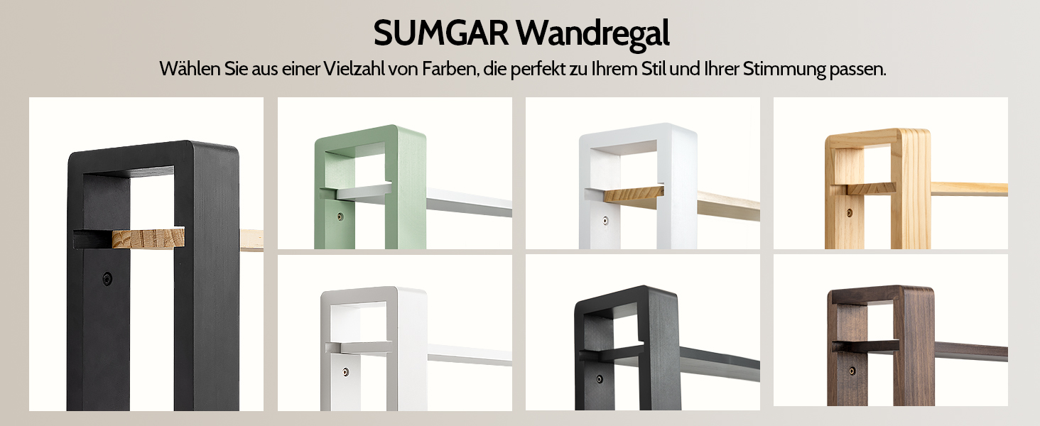 Полиця настінна дерев'яна SUMGAR, плаваюча, 3-ярусна, 50x58 см, чорно-дерев'яна, для вітальні, спальні