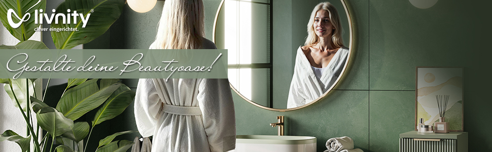 Дзеркало для ванної кімнати Livinity Timavo з полицею, білий, 60 x 67 см