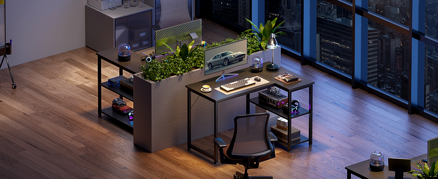 Ігровий стіл Coleshome 100x70 см, кутовий, з обертовим відсіком для зберігання, чорний