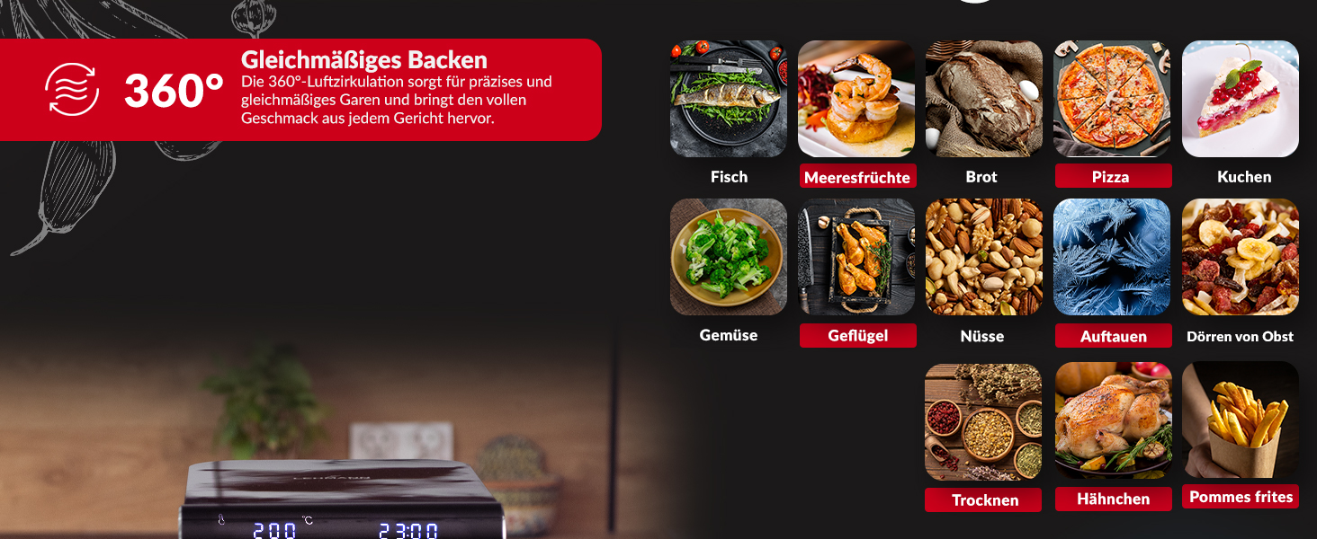 Фритюрниця повітряна LEHMANN XXL з 2 камерами, 11л, 13 програм, дисплей, антипригарне покриття, для великої сім'ї