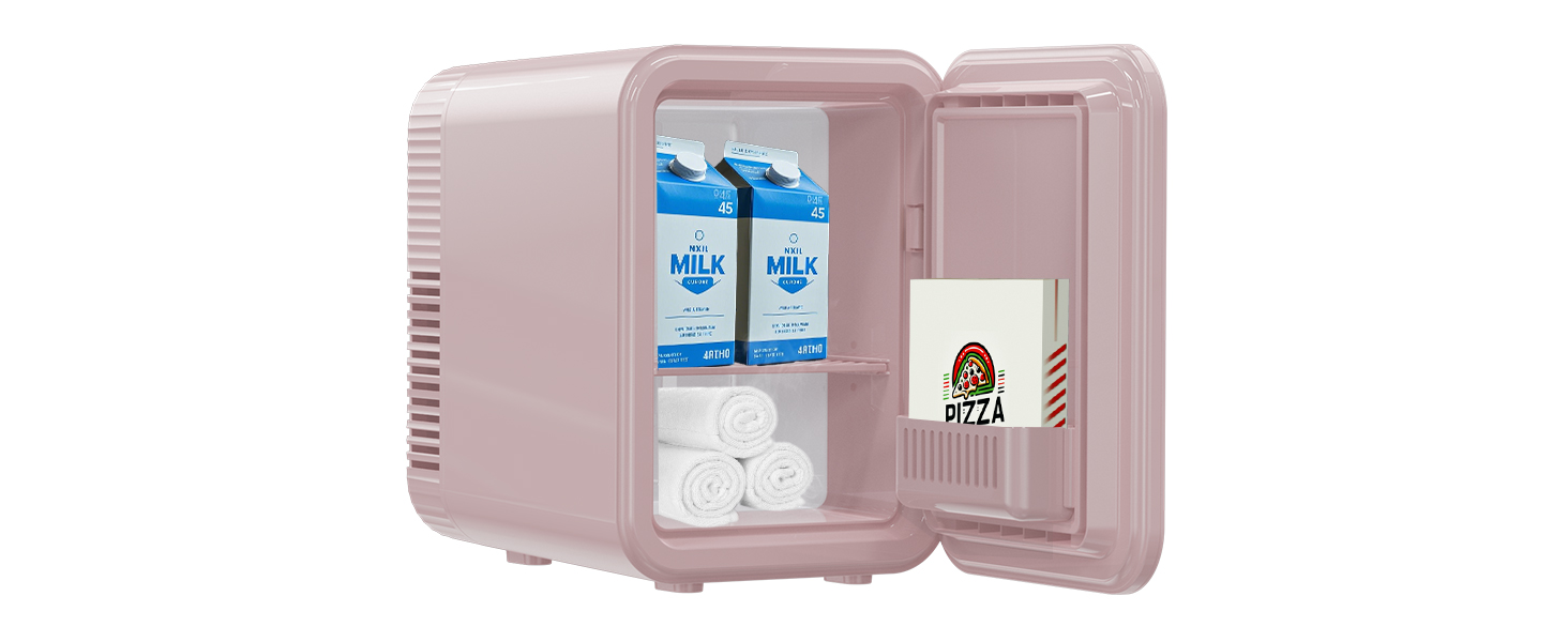 Mini холодильник Enventor 10L: для кімнати, авто, офісу. Кулер/підігрів, 12V/220V, тихий, рожевий