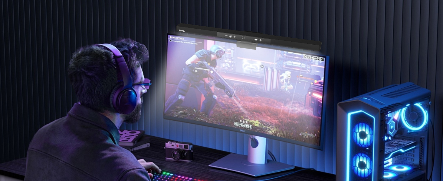 Моніторна лампа з пультом дистанційного керування, захист очей, регулювання яскравості та колірної температури, USB-лампа для монітора, ігровий офіс, дім