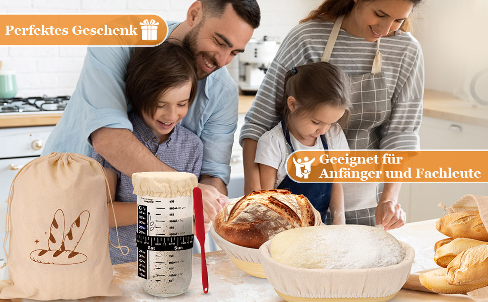 Набір для закваски з 16 частин: гнійники з силікону (круглі та овальні), скляні ємності для закваски - для професійного та домашнього випікання