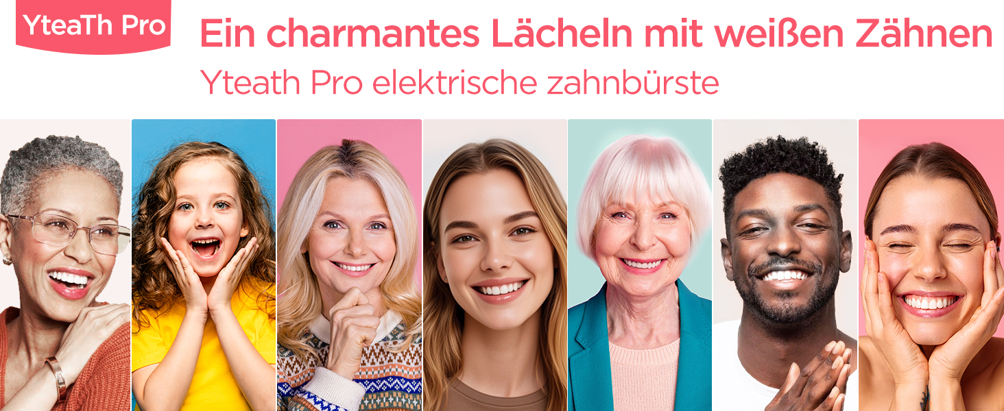 Електрична зубна щітка ротаційного типу для дорослих та дітей з 8 насадок, зарядний пристрій з підставкою на стіну, 5 режимів чищення та дорожній футляр, 60 днів роботи від акумулятора (рожевий)