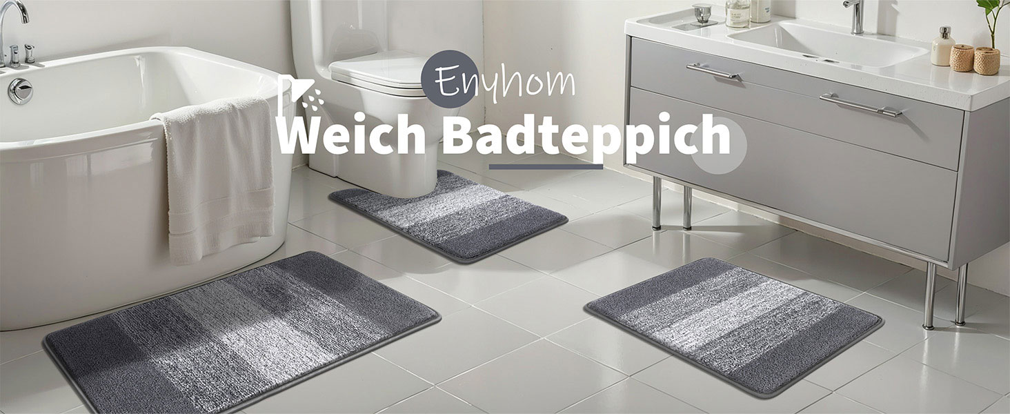 Набір килимків для ванної кімнати 3 шт. М'який високий ворс: душовий килимок, килимок для ванни, килимок для туалету. Машинне прання, нековзкі. (Темно-сірий, 50 x 80 + 50 x 60 см)