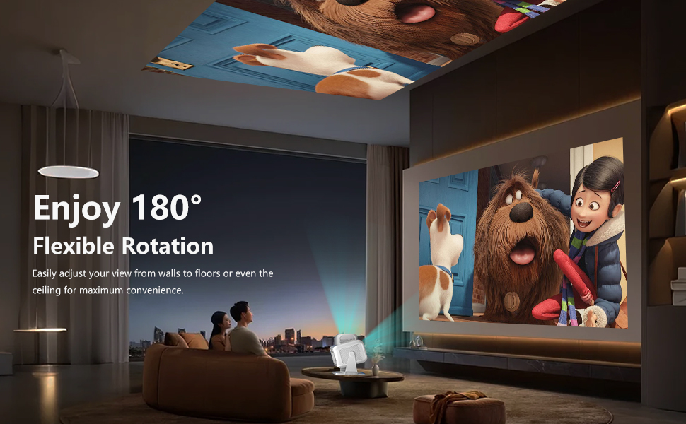 Міні-проектор Smart Beamer 4K з автофокусом та корекцією трапеції, WiFi6, Bluetooth, 600ANSI, 1080P Full HD, для дому та на вулицю, обертання 180°, сумісний з Netflix, модель L350-NF