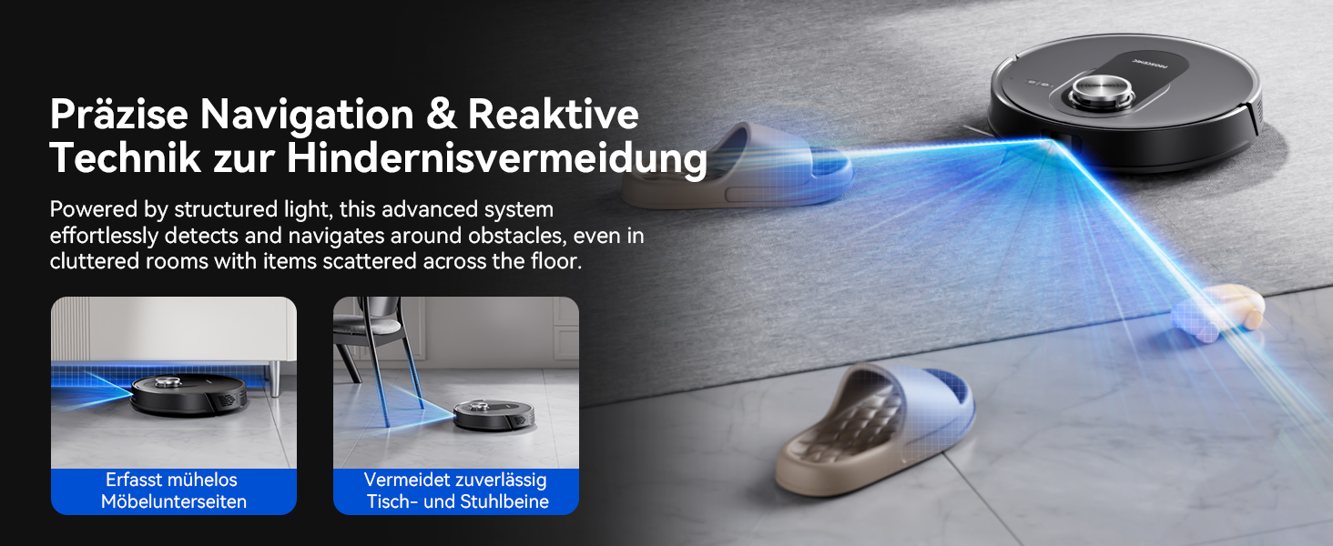 Робот-пилосос Proscenic Q8 Max+ з функцією миття, 8000Pa, 200хв, док-станція для самоочищення, 3л, лазерна навігація, керування через додаток, сумісність з Alexa, Google, Siri, чорний