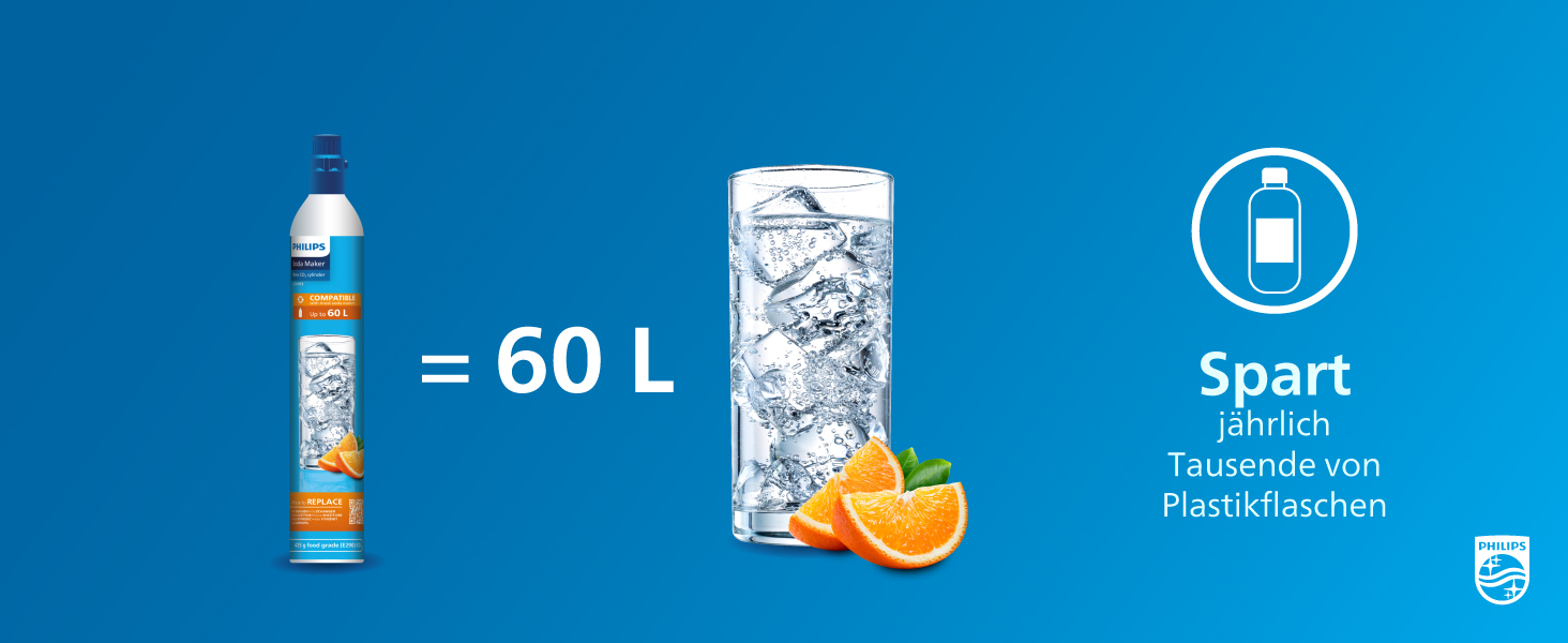 Сифон для газування води Philips GoZero ADD4902BK/10, пластиковий, 1 л, чорний
