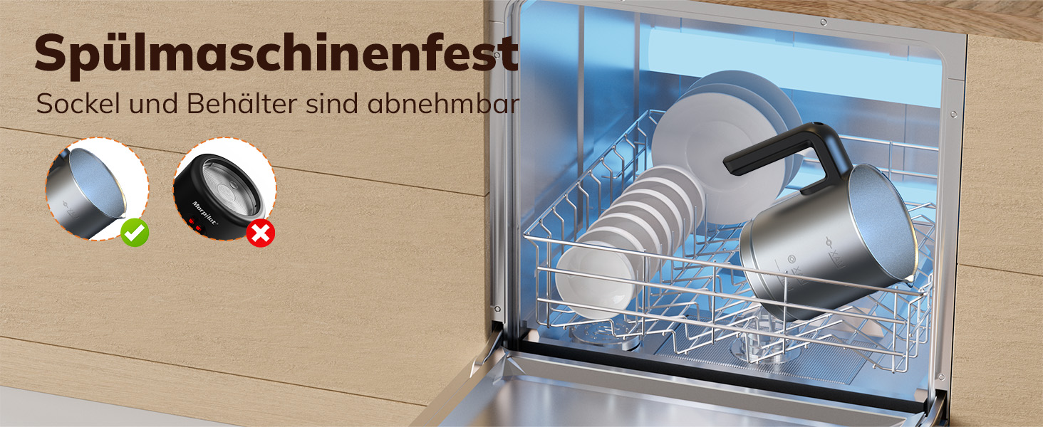 Morpilot Електричний піноутворювач молока 6-в-1, для капучино, лате, гарячого шоколаду, 130-500 мл, 600 Вт, антипригарне покриття, нержавіюча сталь, чорний