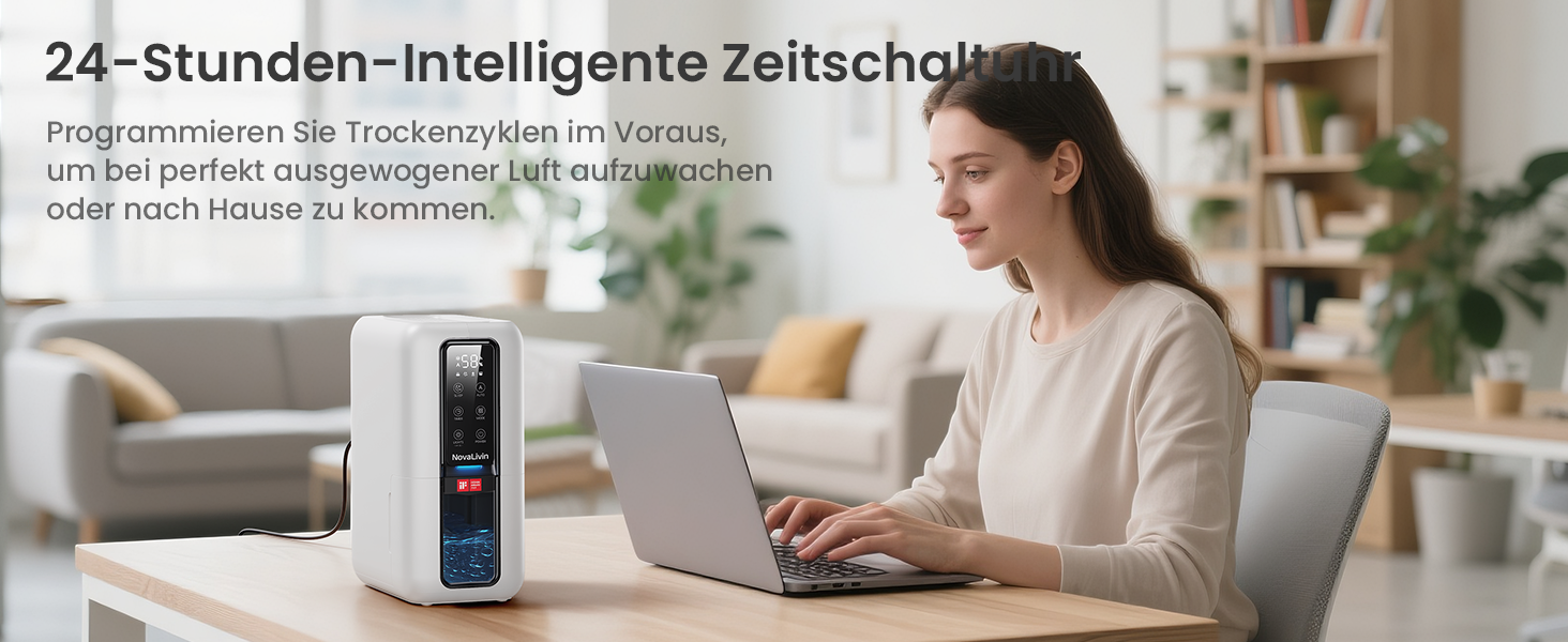 Електричний осушувач повітря з резервуаром 2L, автоматичне відключення та регулювання вологості для ванної, спальні, шафи (білий)