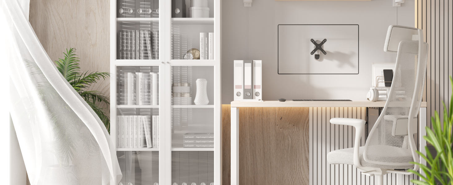 Кріплення для монітора RICOO TÜV сертифіковане, поворотне та нахильне, універсальне, 13-32 дюйми, VESA 75x75, 100x100 мм, до 15 кг, срібний колір