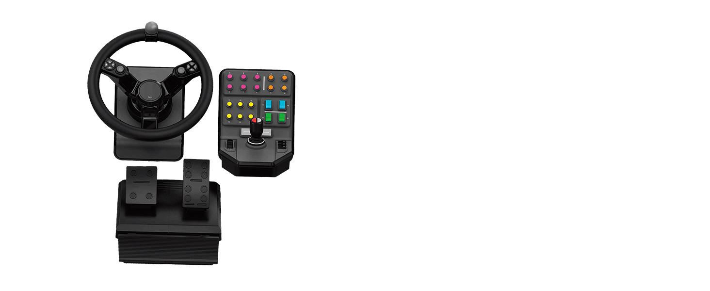 Джойстик Logitech G Saitek Farm Sim Controller для Farming Simulator: кермо, педалі, 38+ кнопок, USB, PC/Mac - Чорний