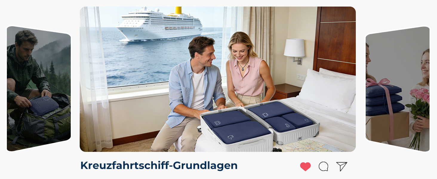 Набір компресійних органайзерів для одягу в дорогу (5 шт), нейлонові дорожні сумки-кубики для валізи та рюкзака, темно-синій