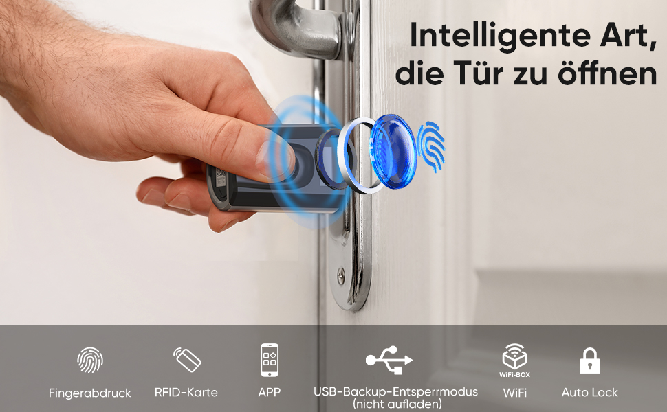 Електронний дверний замок WELOCK Touch41WiFi з RFID, Bluetooth, WiFi, відбитком пальця, IP65 Smartlock