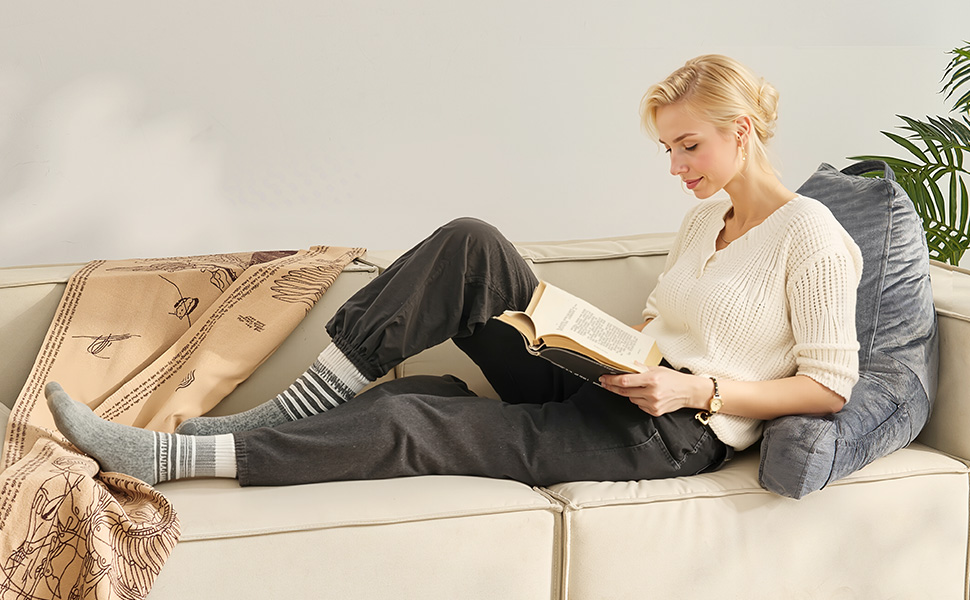 Крісло-мішок VEVOR з memory foam, з кишенями та чохлом з велюру, сіре - для читання, перегляду телевізора та ігор