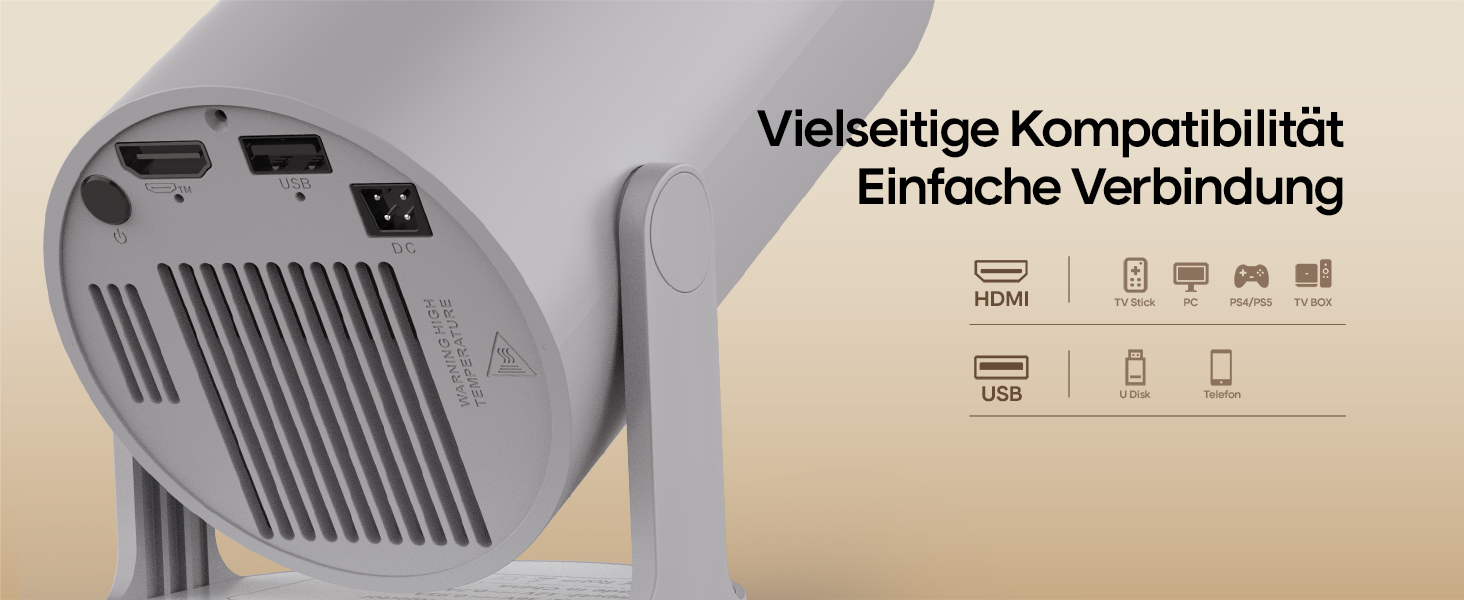 Портативний проєктор Mini Beamer 4K з Android 11: Smart, електричний фокус, WiFi 6, BT 5.0, Full HD 1080P, 260ANSI, корекція трапеції, 5W динамік (сірий)